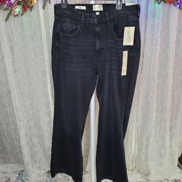 Universal Thread Denim - Universal Thread Black High Rise Stretch Wide Leg Flare Jeans Size 14 Short